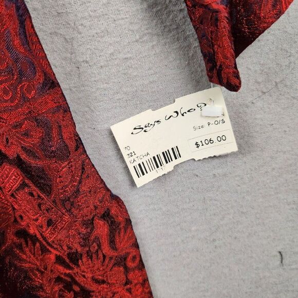 Women's Endless Knot Art Blouse Red Katcha Long Sleeve One Size NWT - Picture 6 of 9